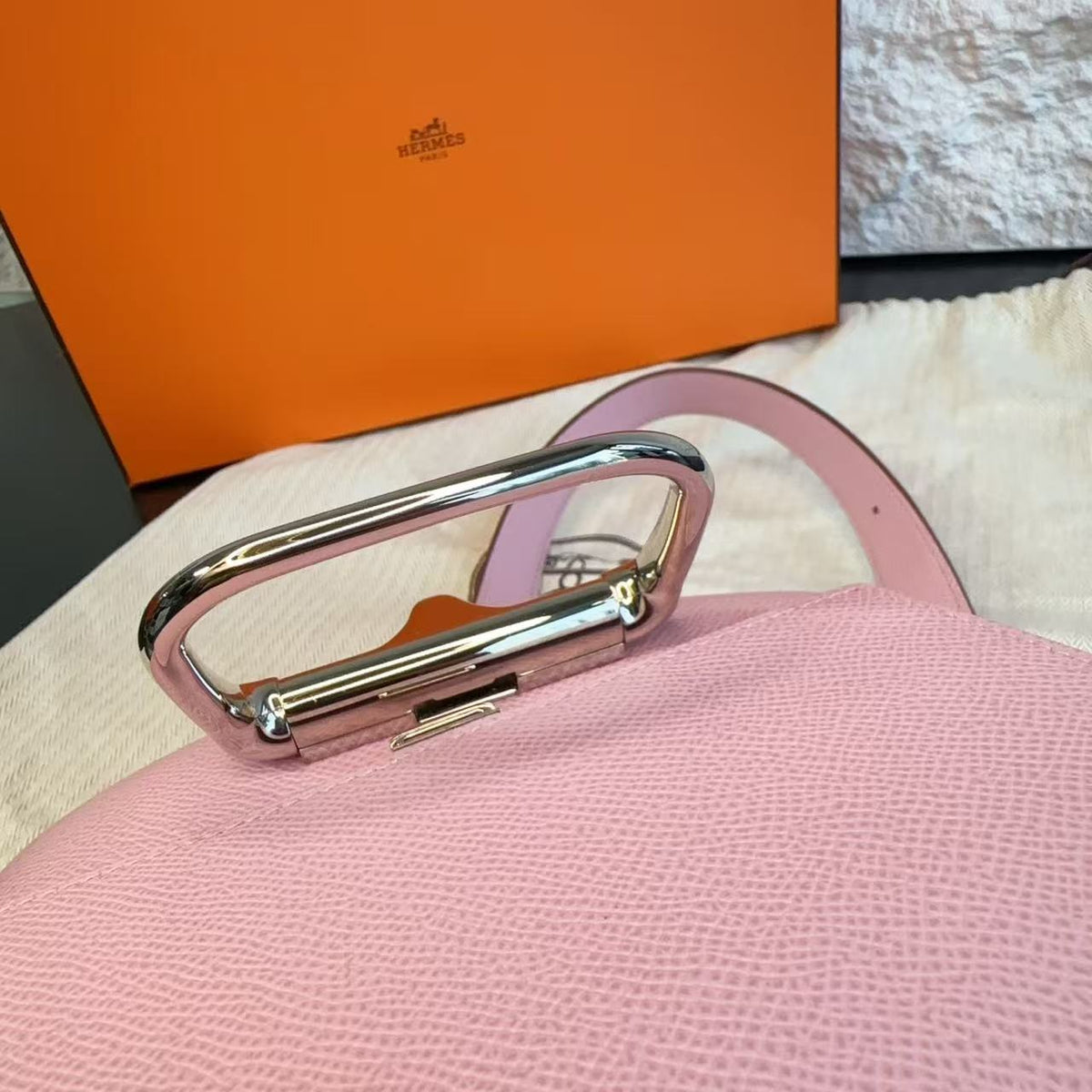 Hermès Della Cavalleria Mini, Mauve Sylvestre Epsom, Palladium‑Tone Hardware