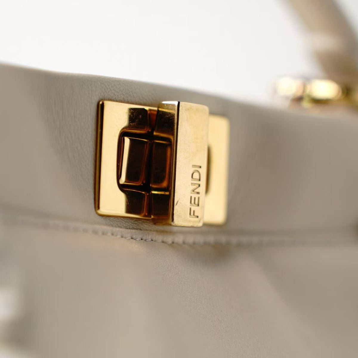 Fendi Peekaboo White Floral Appliqué Handbag