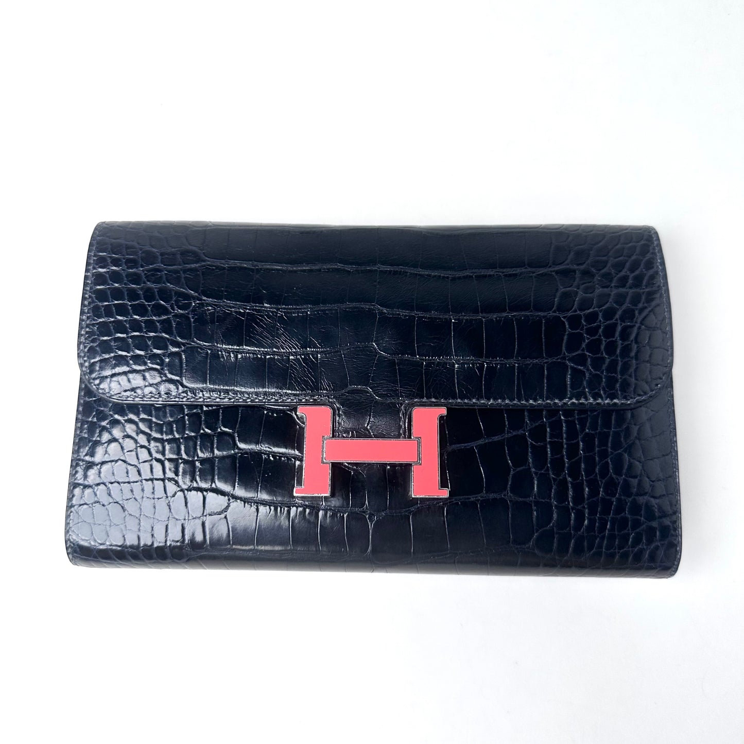 Hermès Constance Long Wallet, Midnight Blue Shiny Alligator Leather[Pre-Owned]