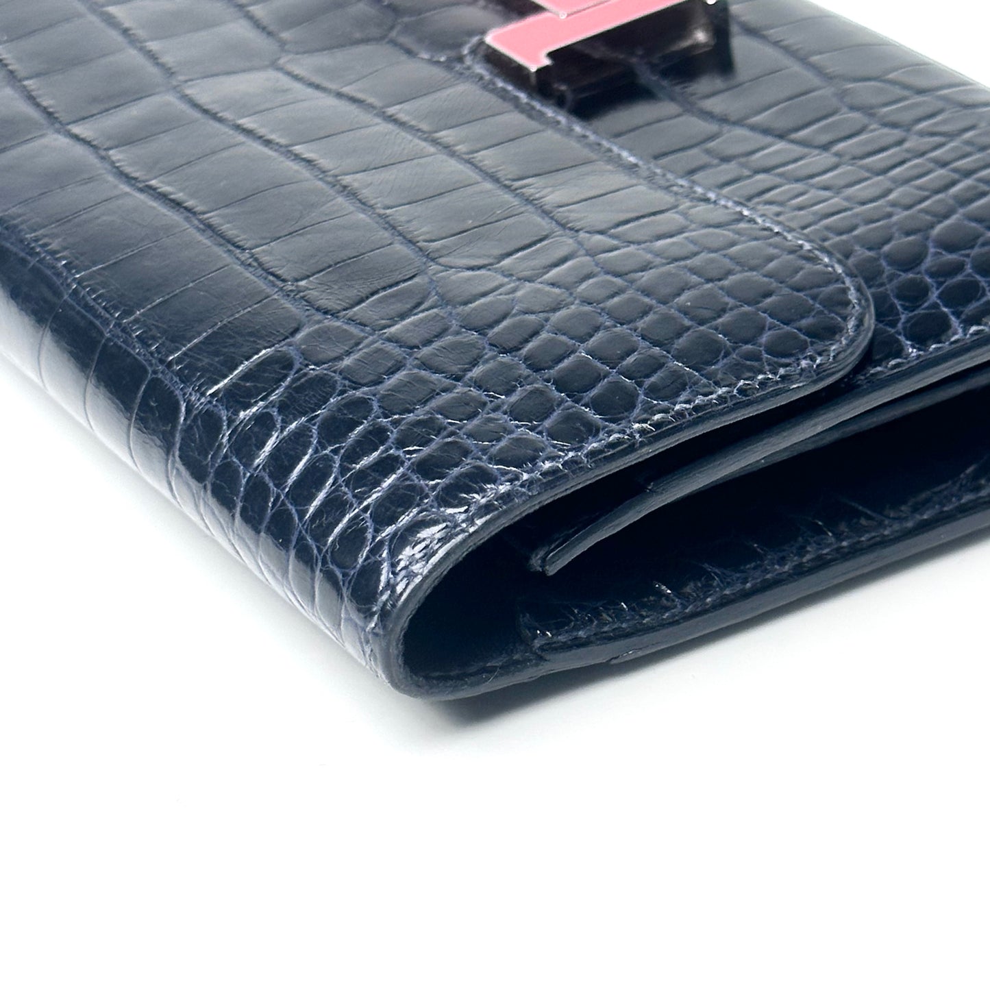 Hermès Constance Long Wallet, Midnight Blue Shiny Alligator Leather[Pre-Owned]