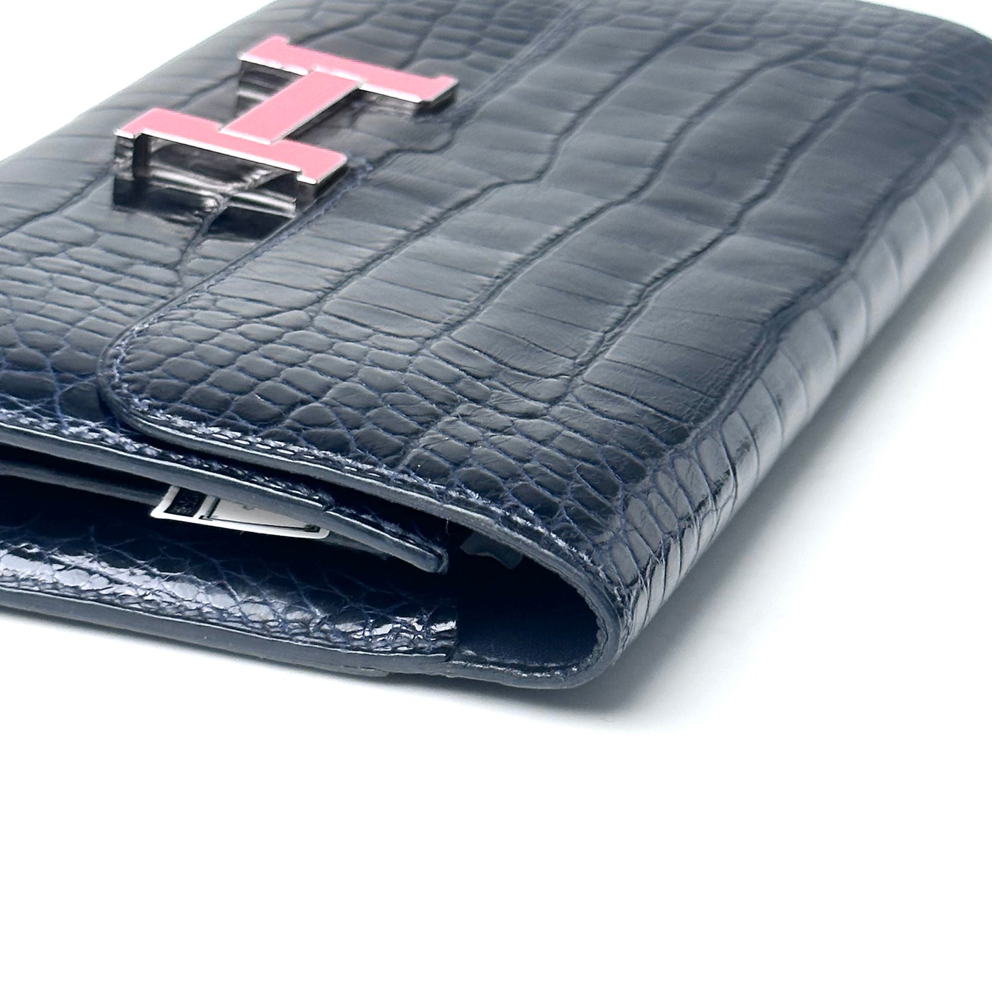 Hermès Constance Long Wallet, Midnight Blue Shiny Alligator Leather[Pre-Owned]