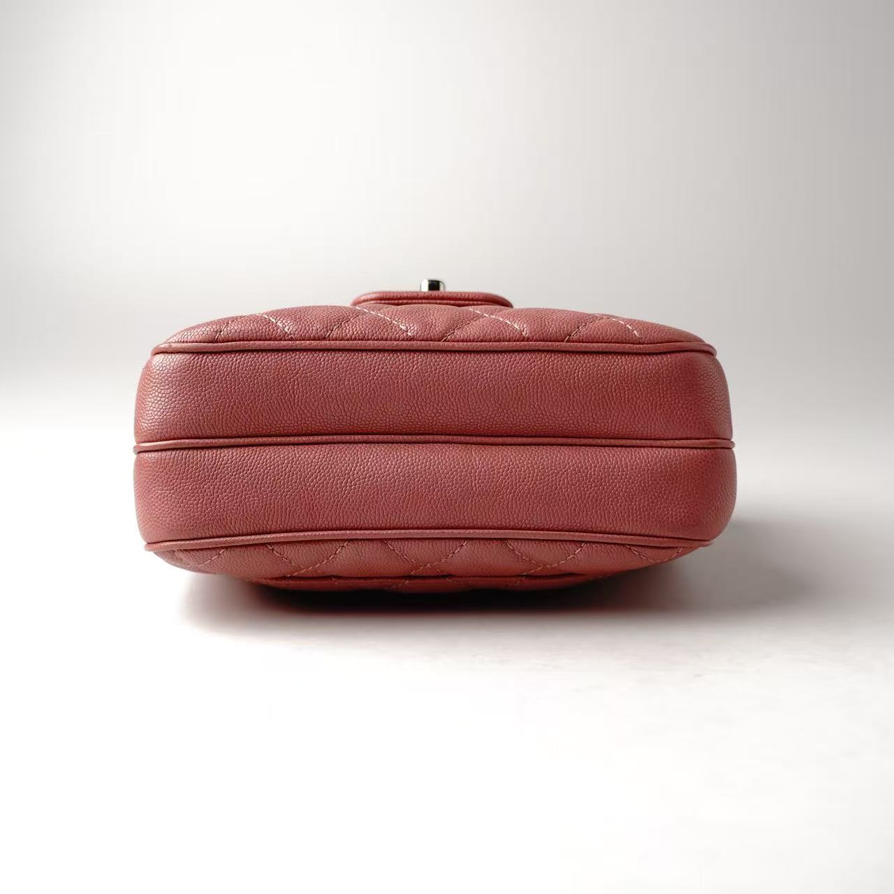 CHANEL Mini Classic Flap Bag, Pink Caviar Leather, Silver-Tone Hardware