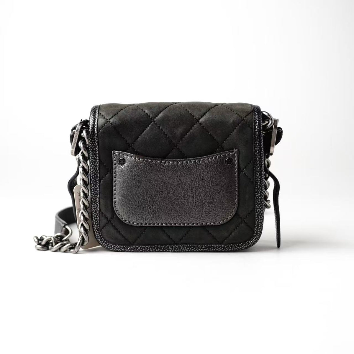 Chanel Mini Flap Crossbody Bag (Stingray‑Trim Mixed‑Leather)