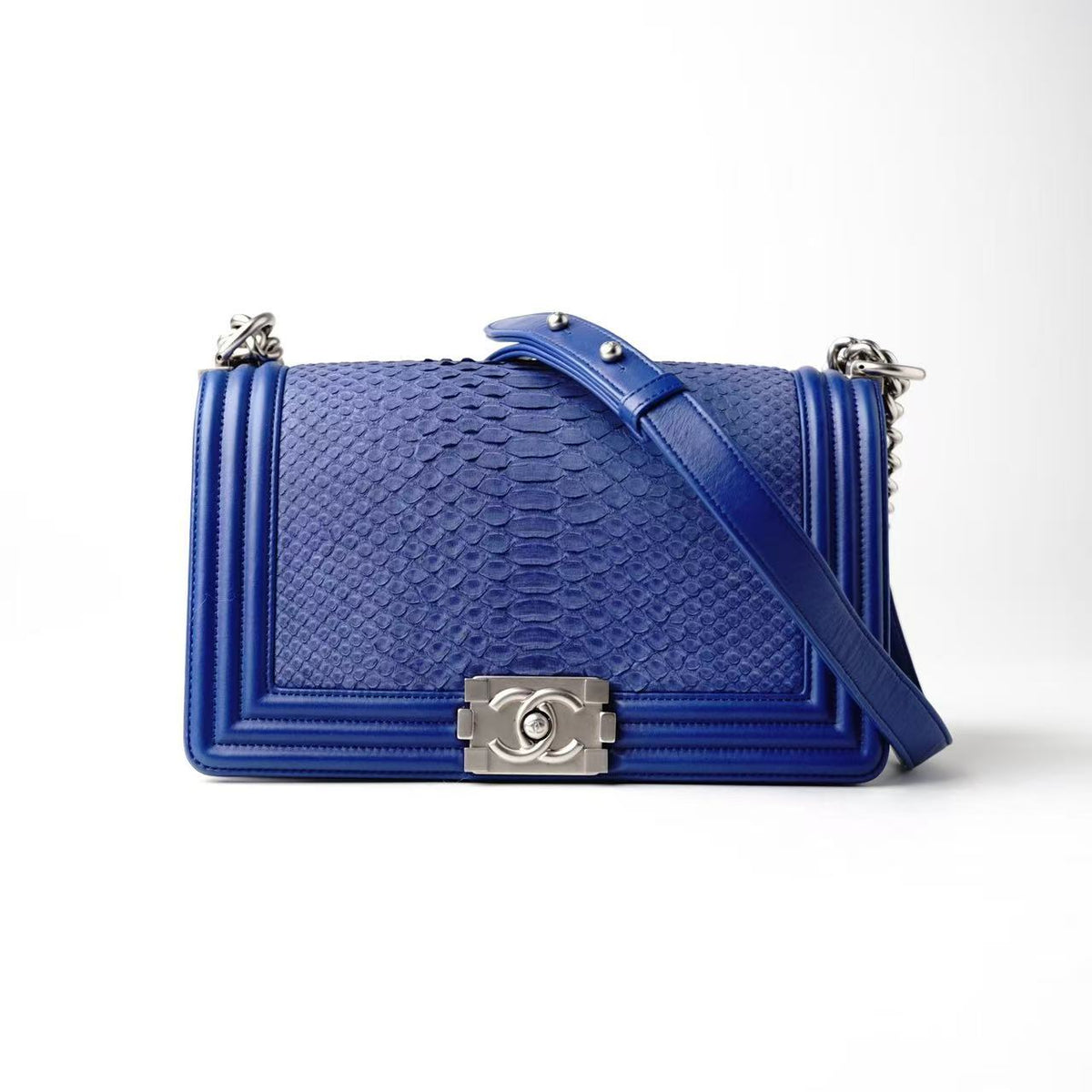 hanel Boy Medium Python & Calfskin Shoulder Crossbody Bag
