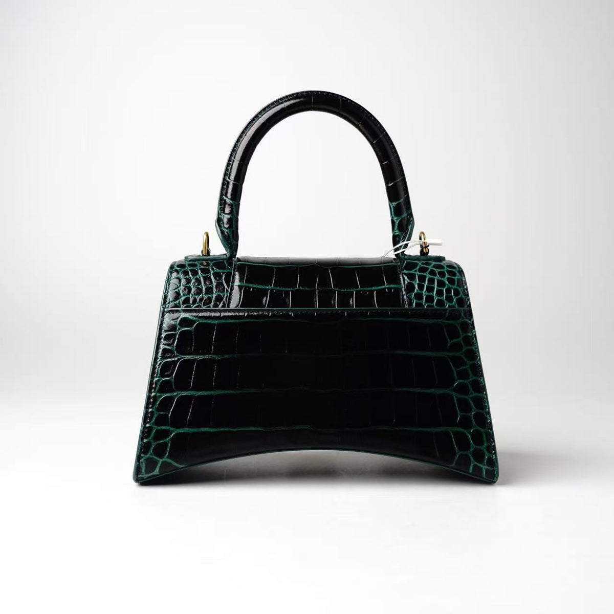 Balenciaga Hourglass Small Croc‑Embossed Top‑Handle Bag