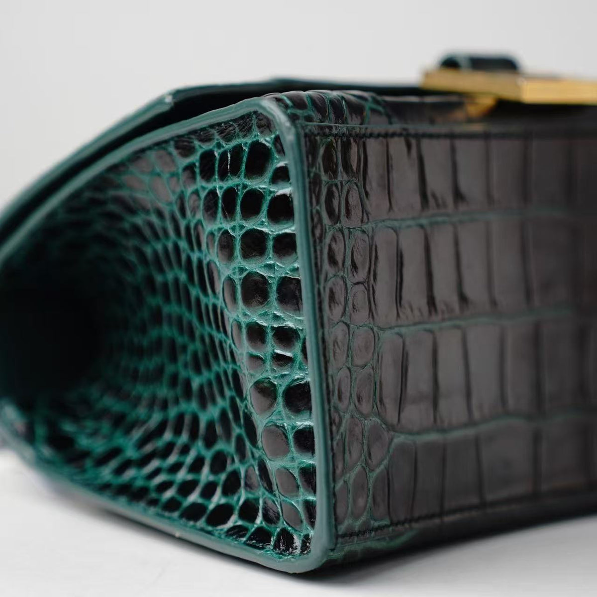 Balenciaga Hourglass Small Croc‑Embossed Top‑Handle Bag