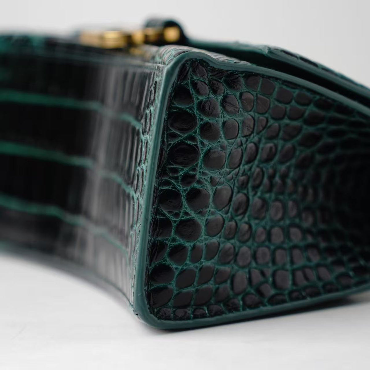 Balenciaga Hourglass Small Croc‑Embossed Top‑Handle Bag