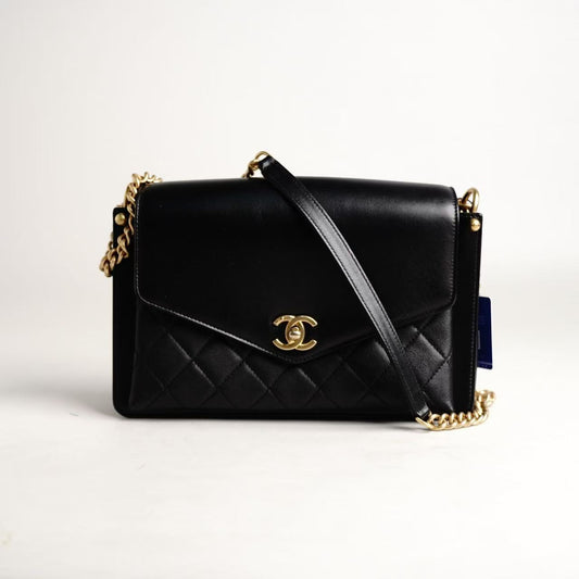 Chanel Mixed‑Leather Envelope Flap Chain Shoulder Bag