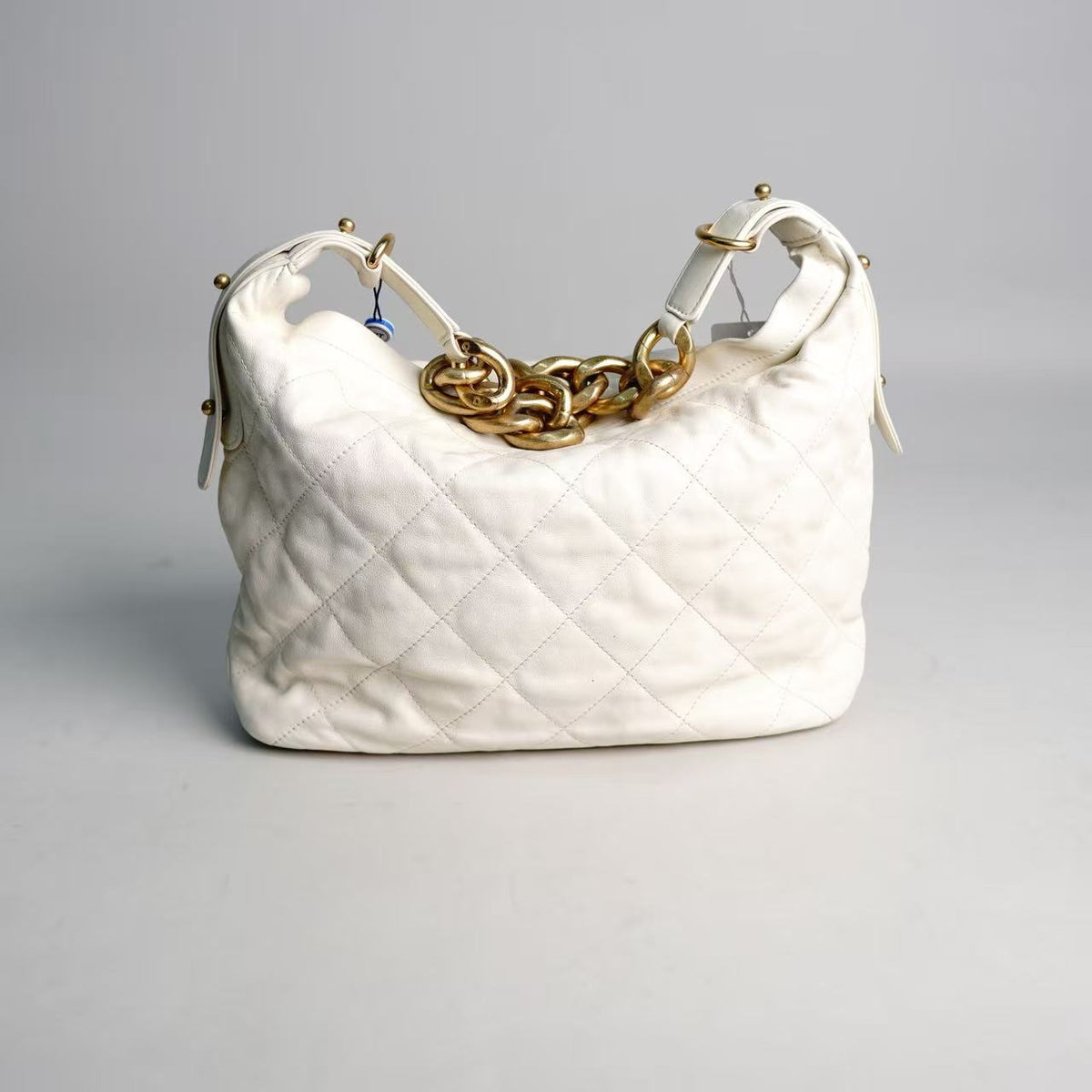 Chanel Quilted Hobo Shoulder Bag with Oversized Chunky Gold‑Tone Chain