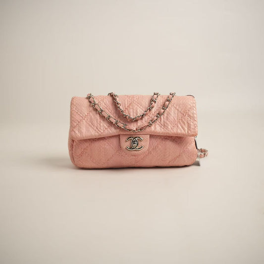 Chanel Classic Flap, Pink Python Skin, Silver‑Tone Hardware