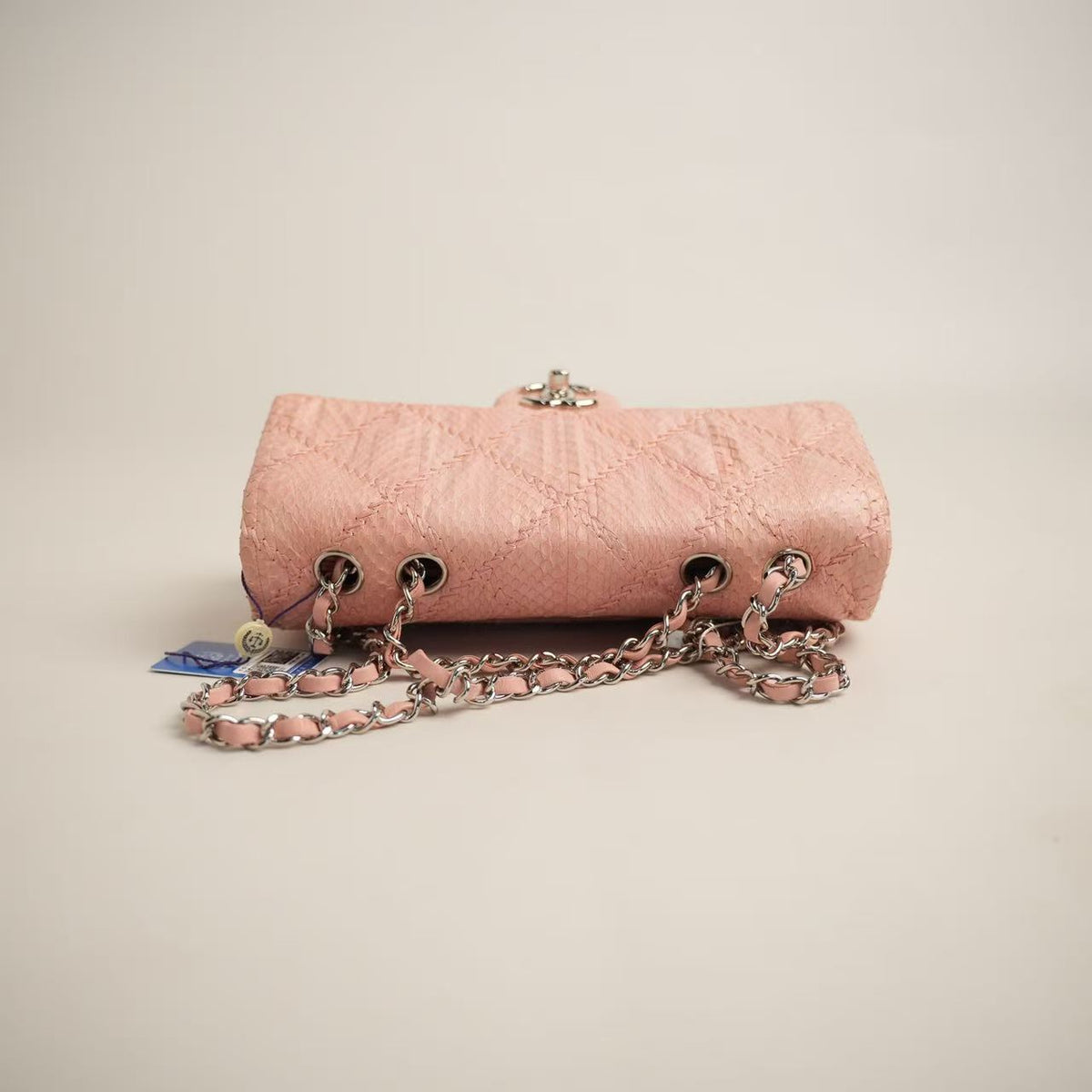 Chanel Classic Flap, Pink Python Skin, Silver‑Tone Hardware