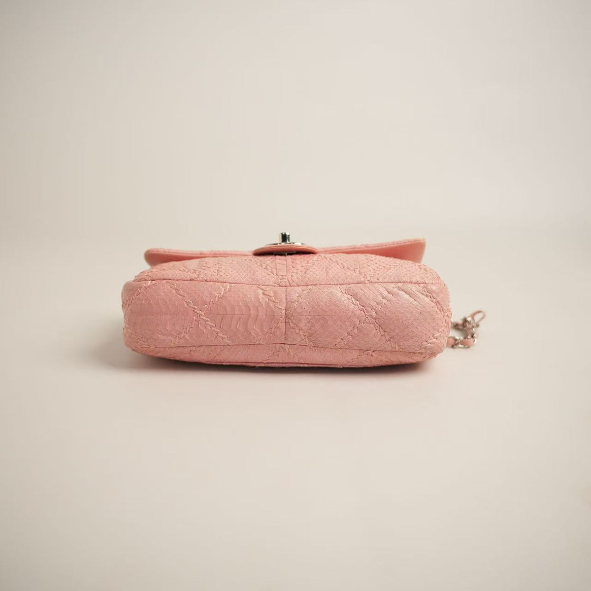 Chanel Classic Flap, Pink Python Skin, Silver‑Tone Hardware