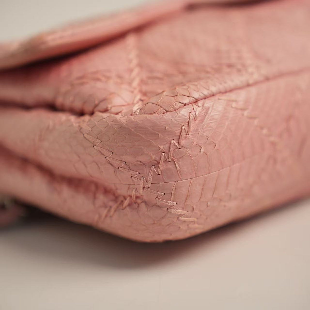 Chanel Classic Flap, Pink Python Skin, Silver‑Tone Hardware