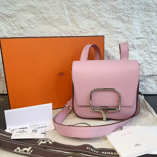 Hermès Della Cavalleria Mini, Mauve Sylvestre Epsom, Palladium‑Tone Hardware