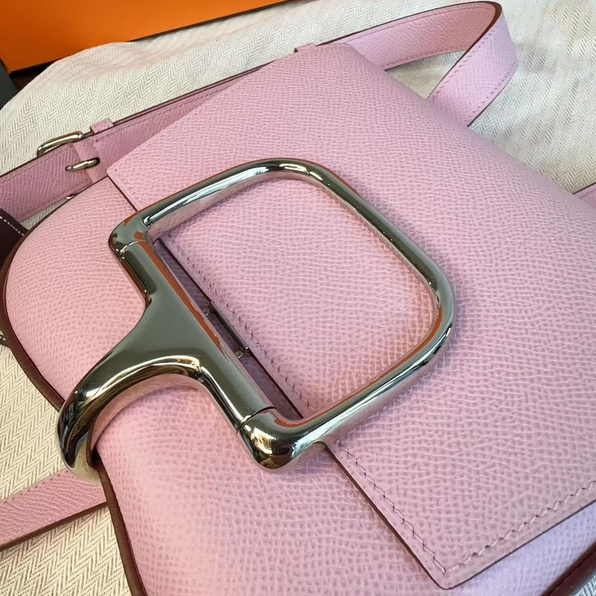 Hermès Della Cavalleria Mini, Mauve Sylvestre Epsom, Palladium‑Tone Hardware