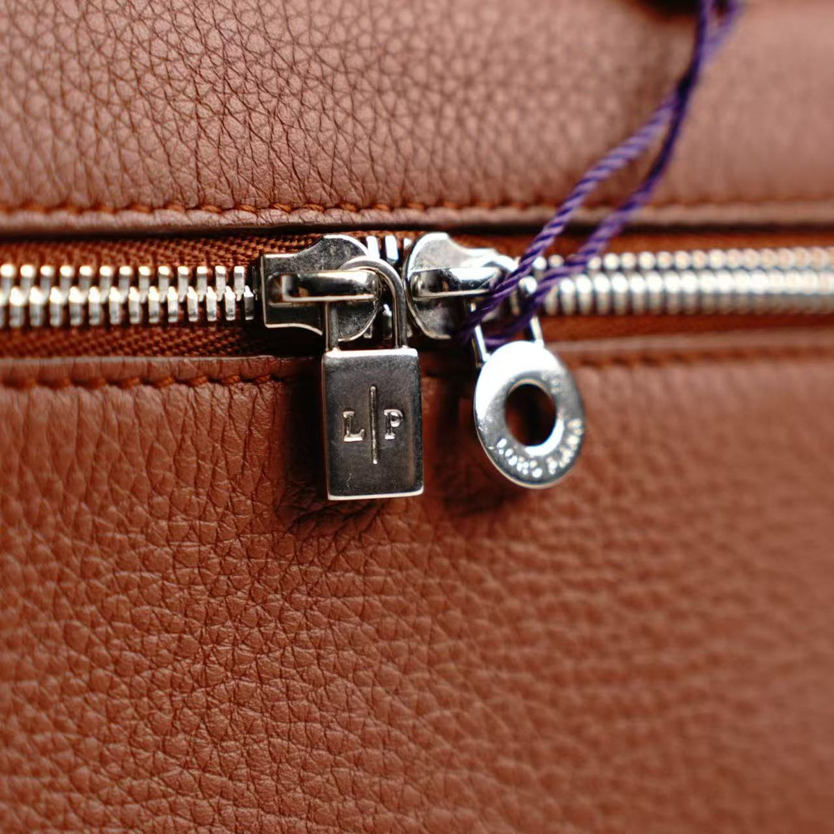 Loro Piana Extra Pocket L19 Hand‑held Vanity Bag, Brown Calfskin, Silver‑Tone Hardware