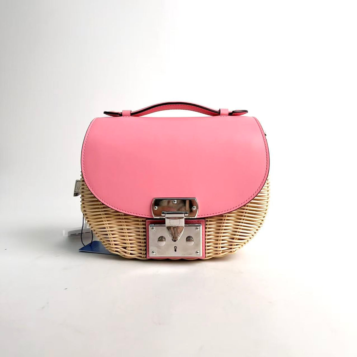 Moynat Wicker Basket Bag, Pink Smooth Calfskin, Silver‑Tone Hardware
