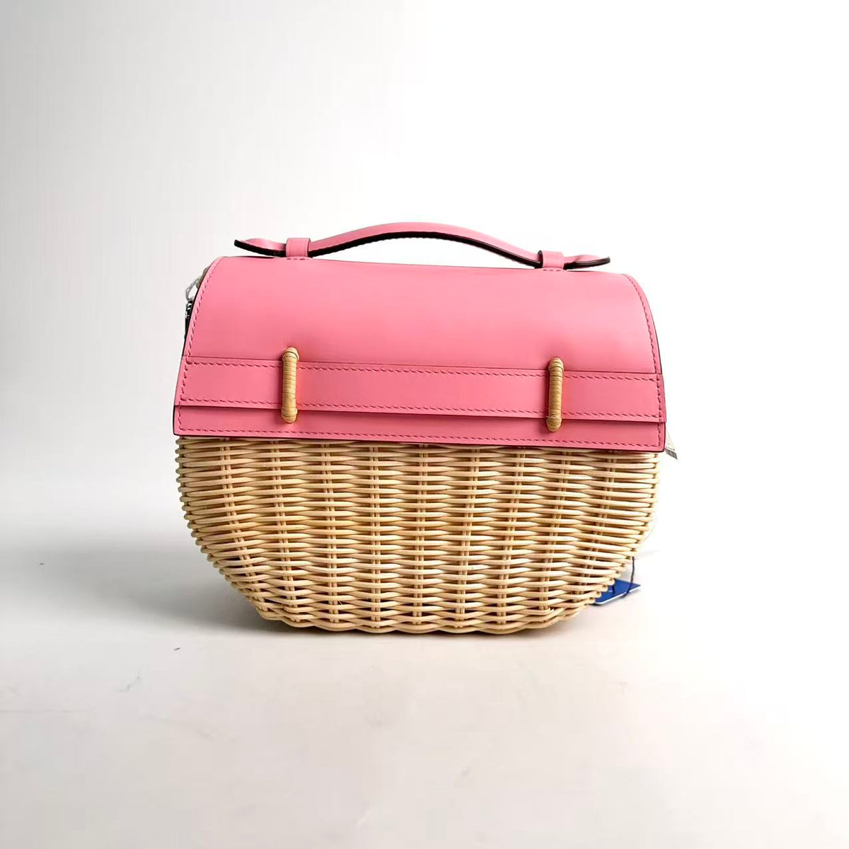 Moynat Wicker Basket Bag, Pink Smooth Calfskin, Silver‑Tone Hardware