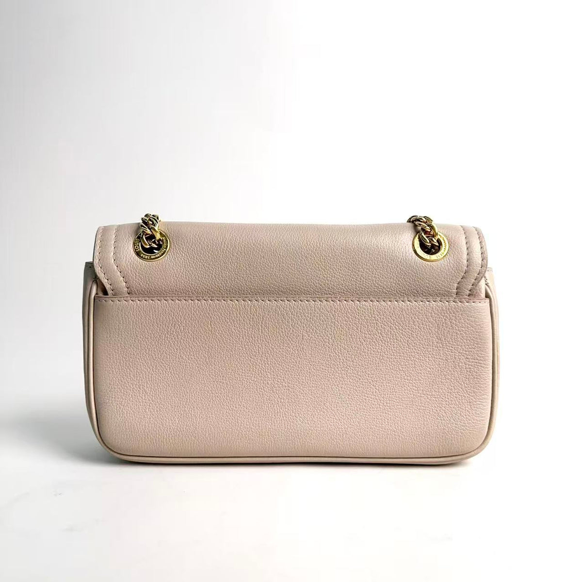 Louis Vuitton Lockme Chain Bag, Light Beige Grained Calfskin, Gold‑Tone Hardware