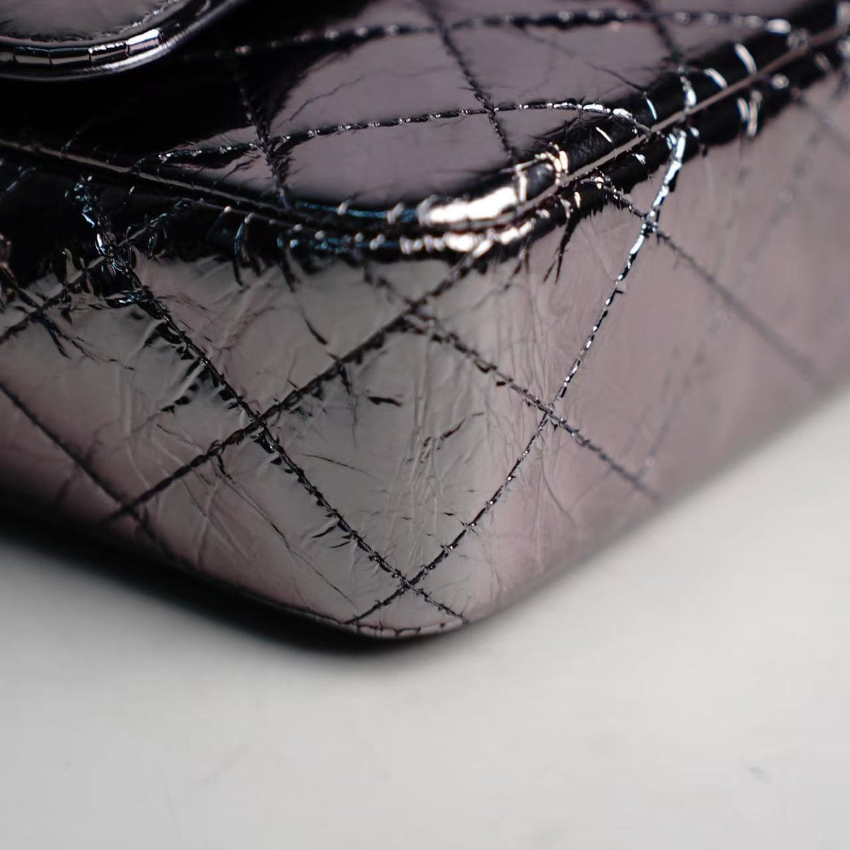 Chanel Mini Flap Bag with Ring Top Handle, Metallic Cracked Patent Calfskin, Silver‑Tone Hardware