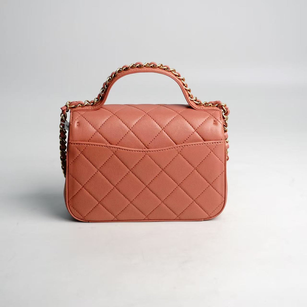 Chanel Flap Bag With Top Handle in Pink Lambskin with Gold‑Tone Hardware