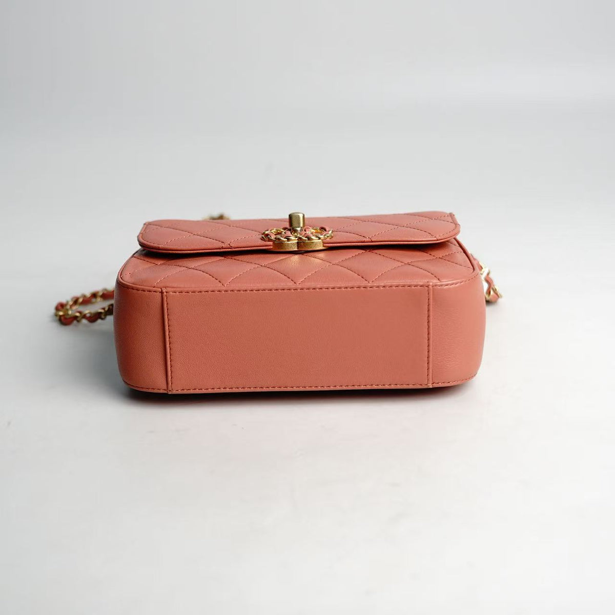 Chanel Flap Bag With Top Handle in Pink Lambskin with Gold‑Tone Hardware