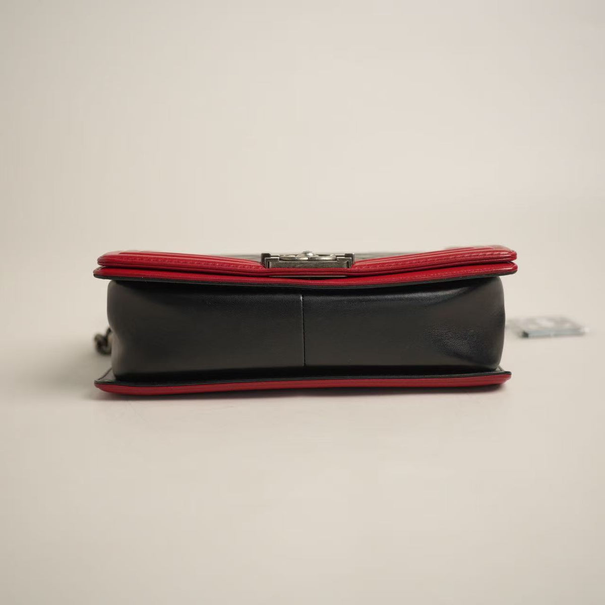 Chanel Boy Flap Shoulder Bag (Medium, Black & Red Bi‑Color)