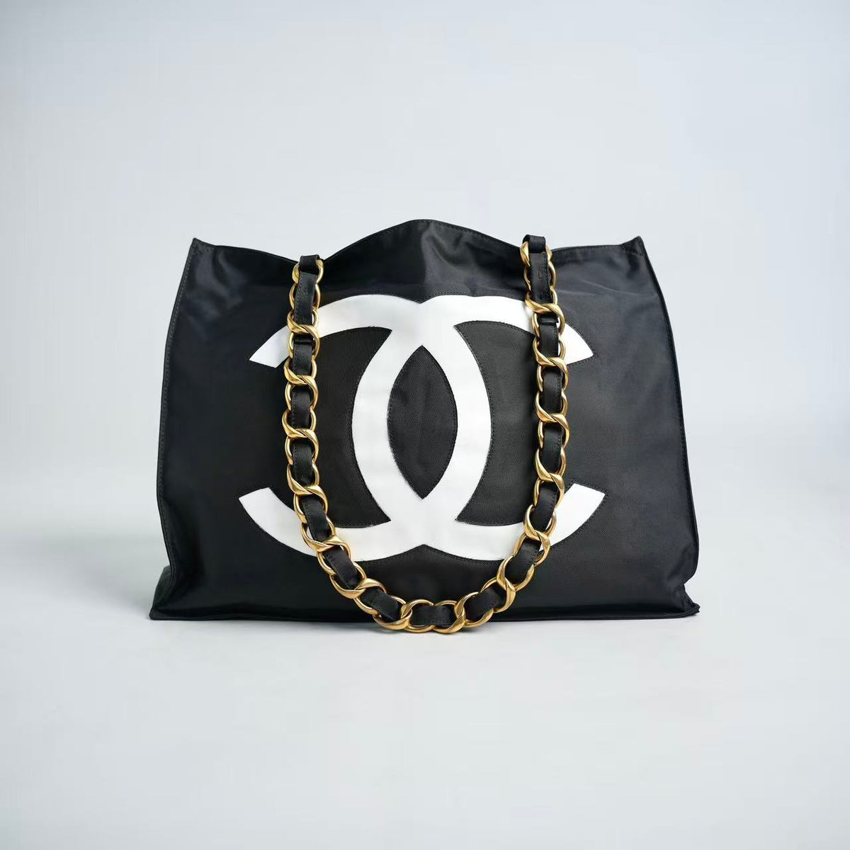 Chanel Vintage Nylon Large Chain Tote Bag