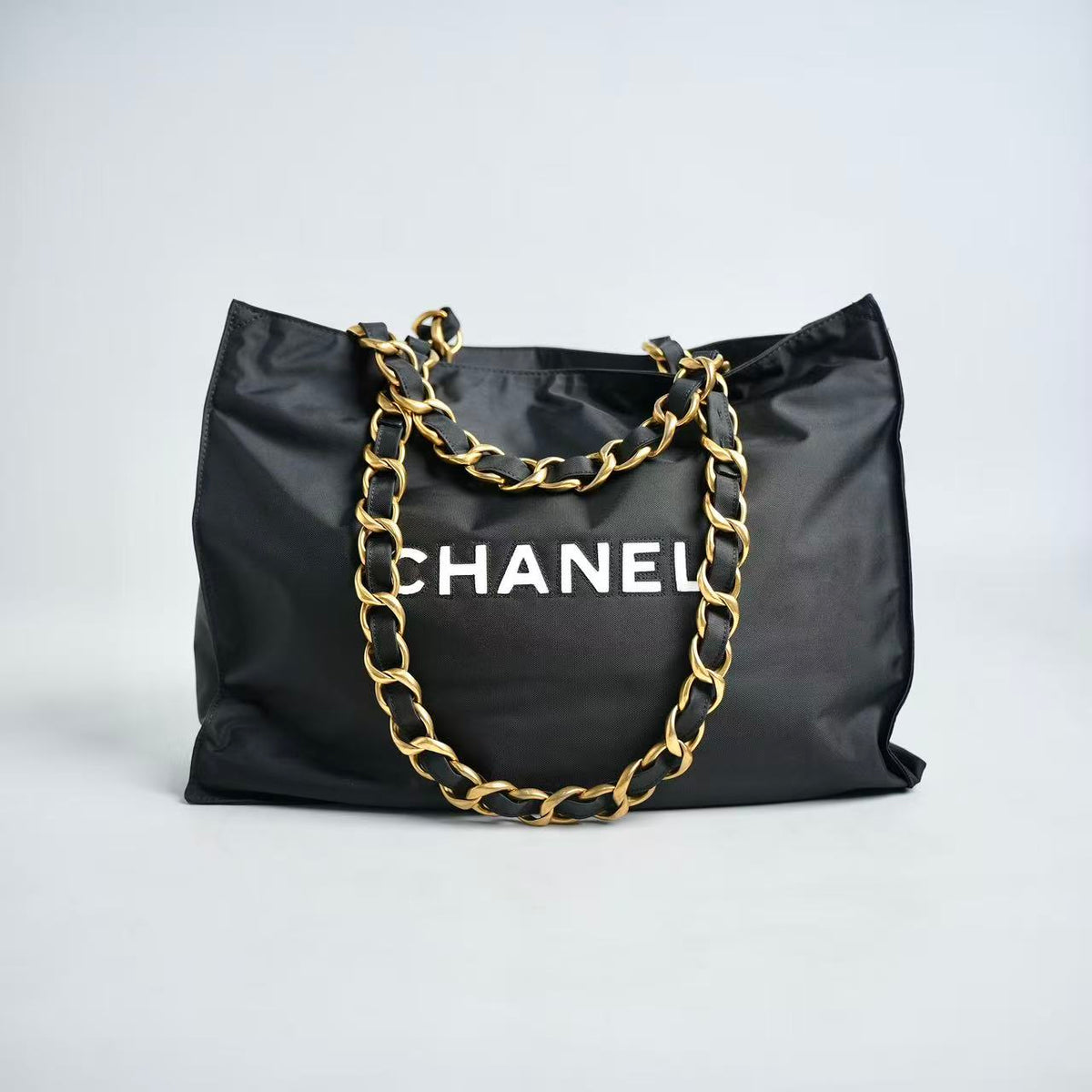 Chanel Vintage Nylon Large Chain Tote Bag