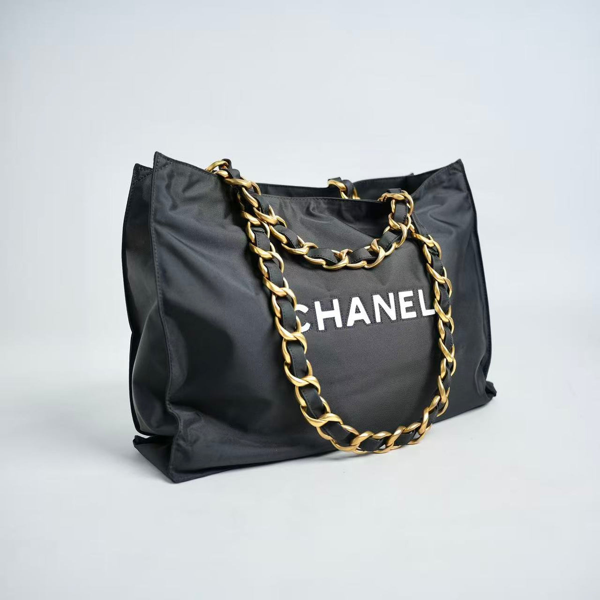 Chanel Vintage Nylon Large Chain Tote Bag