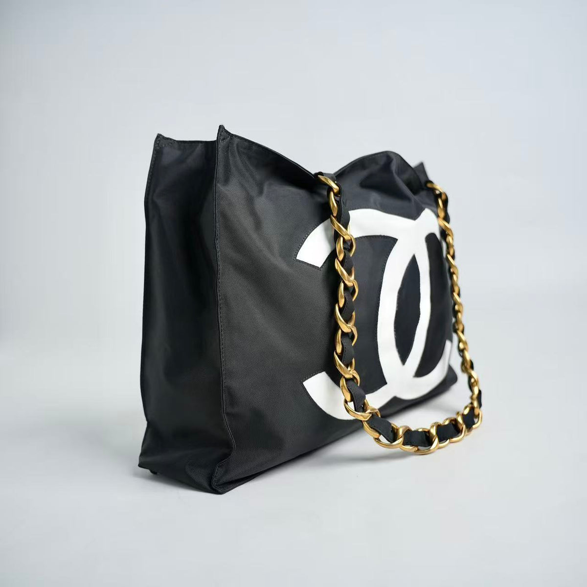Chanel Vintage Nylon Large Chain Tote Bag