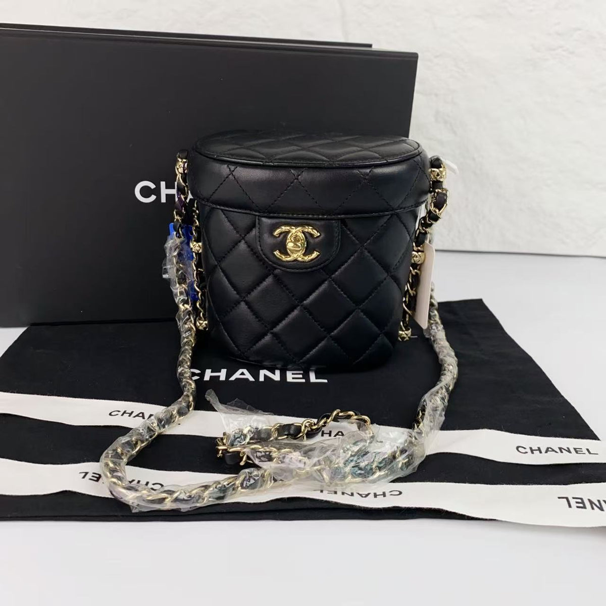 Chanel Quilted Vanity Bucket Crossbody Bag