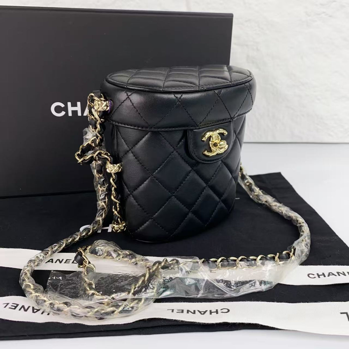 Chanel Quilted Vanity Bucket Crossbody Bag