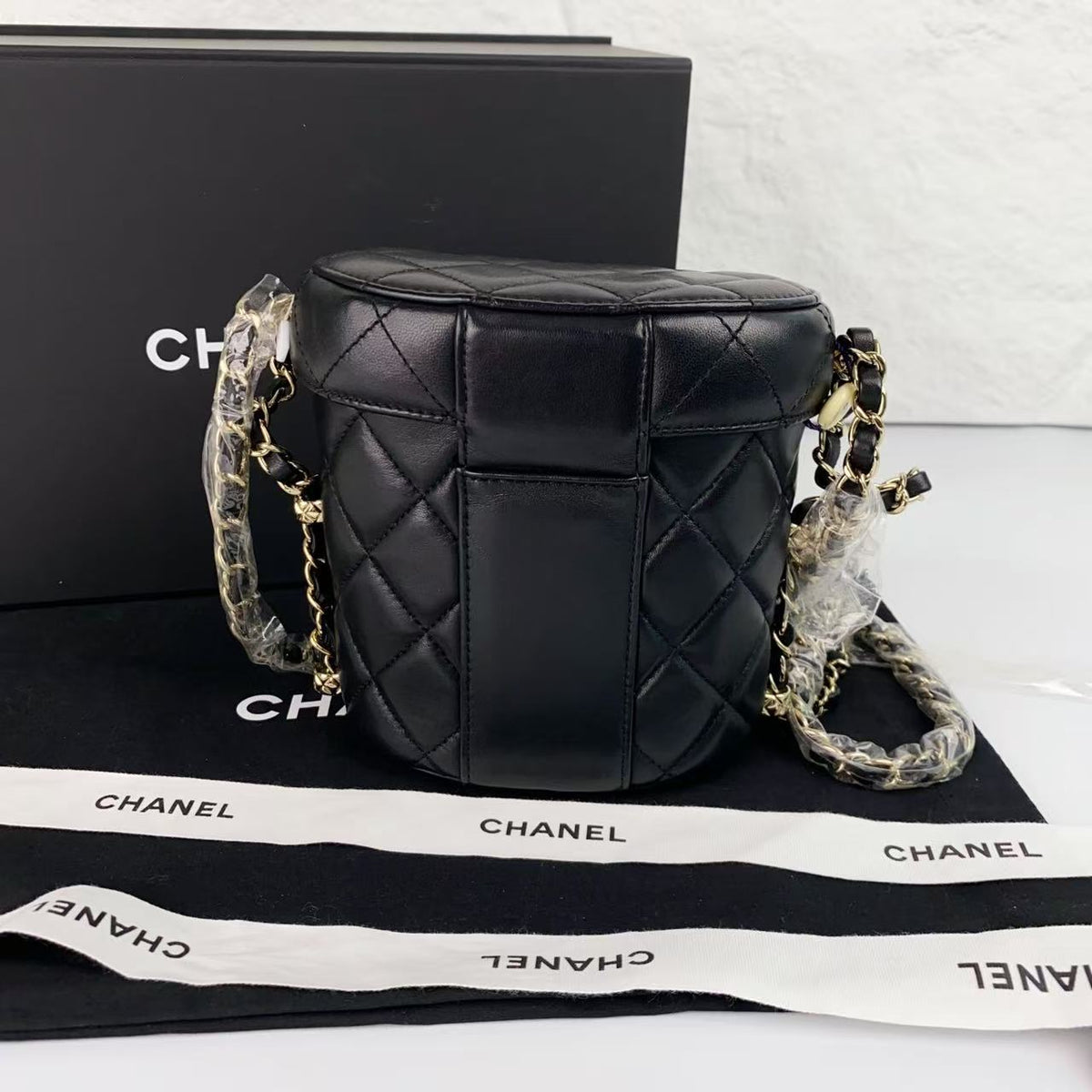 Chanel Quilted Vanity Bucket Crossbody Bag