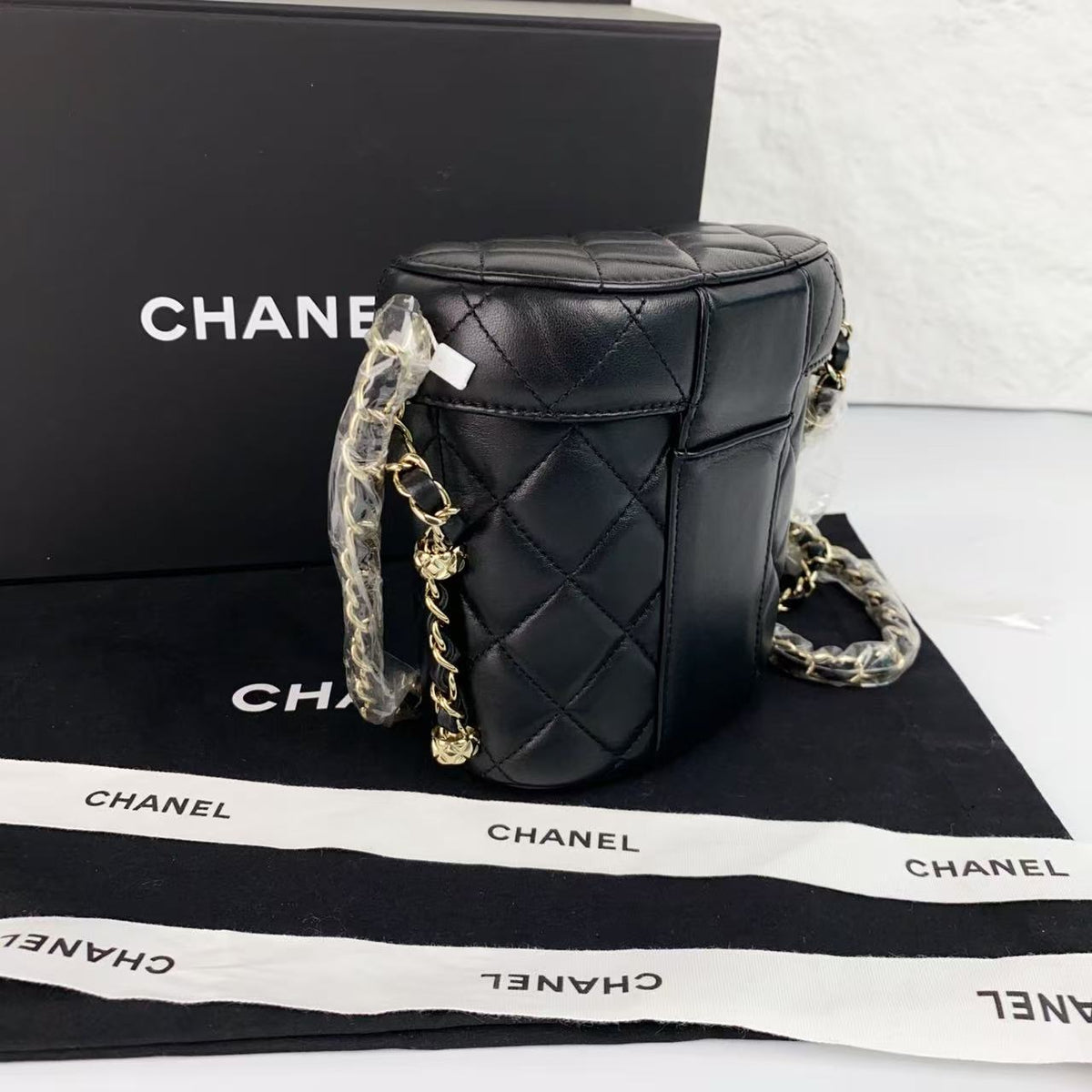 Chanel Quilted Vanity Bucket Crossbody Bag