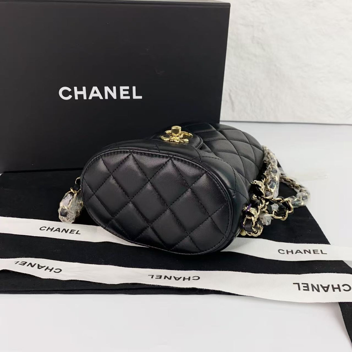 Chanel Quilted Vanity Bucket Crossbody Bag