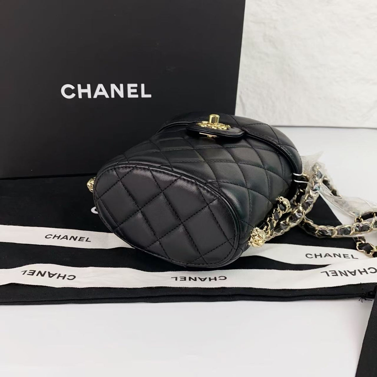 Chanel Quilted Vanity Bucket Crossbody Bag