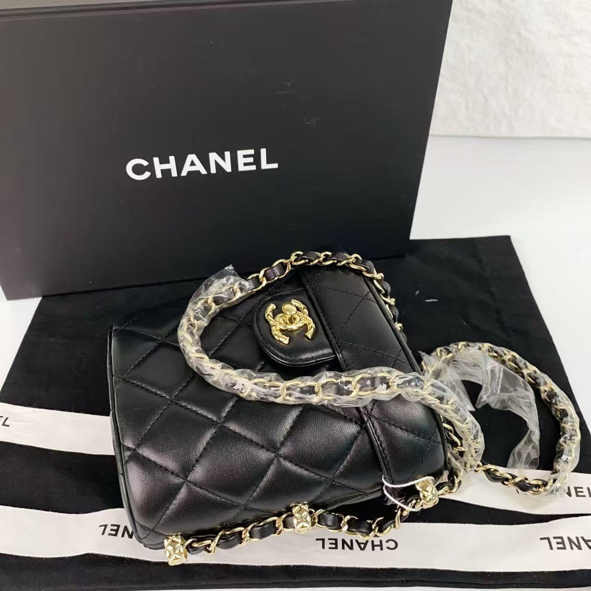 Chanel Quilted Vanity Bucket Crossbody Bag