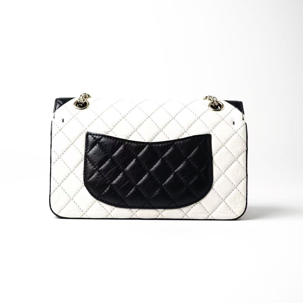 Chanel 2.55 Reissue Black‑White Color‑Block Flap Shoulder Bag