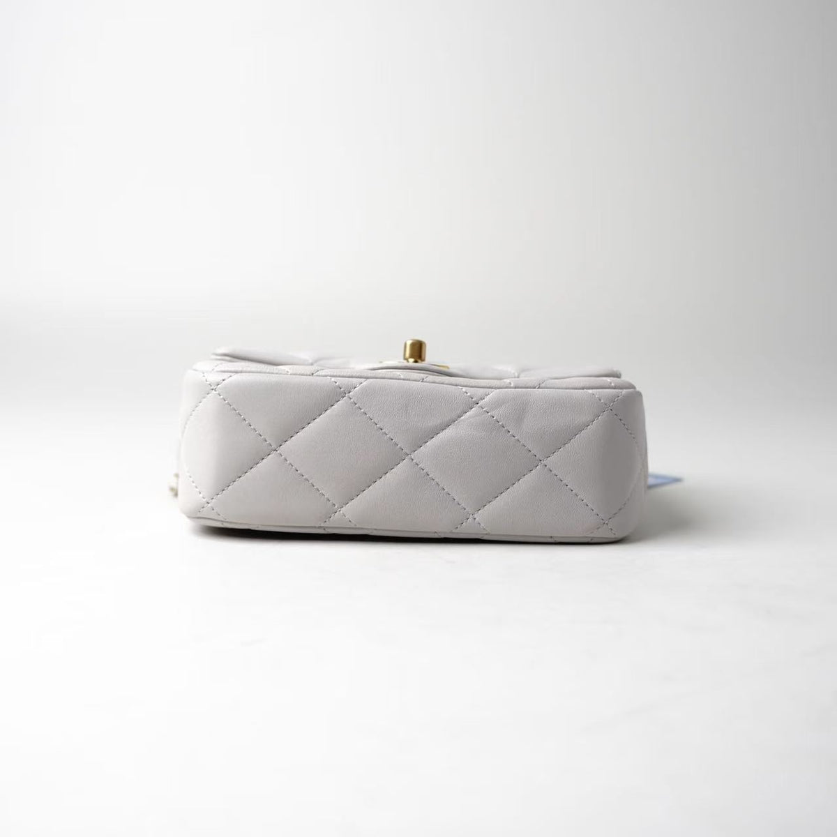 Chanel Classic Flap Mini Light Grey Enamel‑CC Top‑Handle Shoulder Bag
