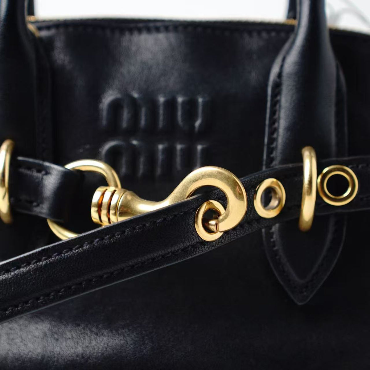 Miu Miu Small Bow‑Accent Bowling Handbag