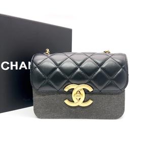Chanel Mini Flap Bag aus schwarzem Lammleder (Maxi CC Drehverschluss) [Gebraucht]